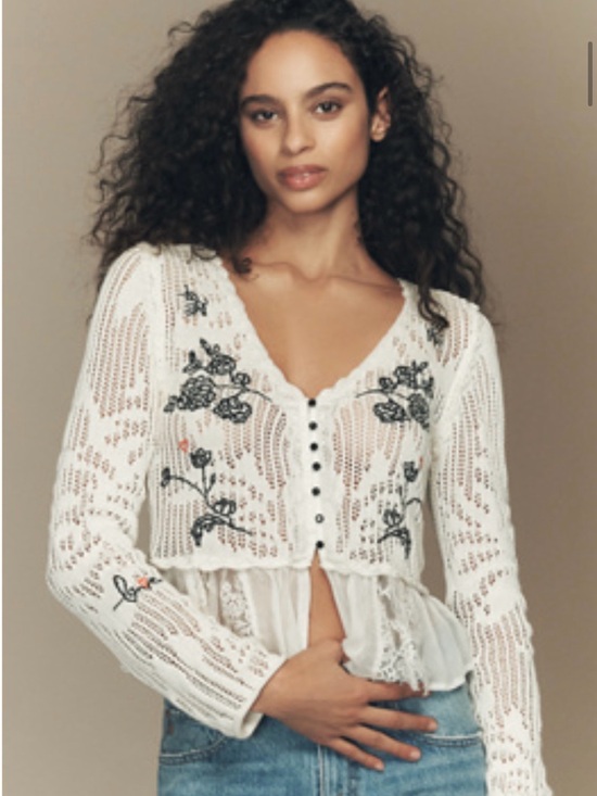 Anthropologie Sweaters - Anthropologie Floral-Embroidered Cardigan